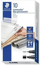 Püsimarker Staedtler Lumocolor 348 B, must, 10 tk