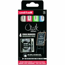 Vedelkriidimarker Uni-Ball PWE-5M, 4 värvi komplekt (sinine, roheline, punane, valge)