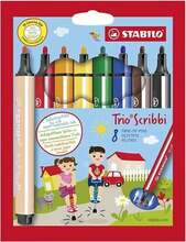 Viltpliiatsid Stabilo Trio Scribbi, 8 värvi