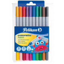 Kahepoolsed viltpliiatsid Pelikan Colorella Twin, 10 tk, 20 värvi