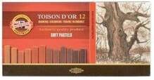 Kuivpastellide komplekt Koh-I-Noor Toison Dor 8522, 12 tk, pruunid toonid