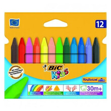 Vahakriidid Bic Wax Crayons PlastiDecor Triangle 000789, 12 värvi