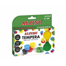 Guašš Alpino, 16 ml, 6 värvi komplekt pintsliga