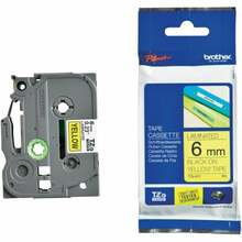 Kleeplint Brother TZe-611, 8 m, 6 mm, must kollasel