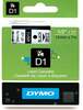 Etiketilint Dymo D1, 12 mm x 7 m, must tekst valgel lindil
