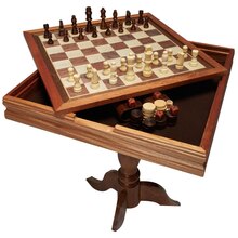 Mängulaud Vevor 3-in-1, 45 cm, puidust, male, kabe, nardid