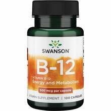 Swanson B12-vitamiin 500 mcg, 100 kaps.