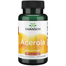 Swanson acerola ekstrakt loodusliku C-vitamiiniga, 60 kapslit