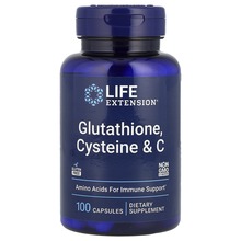 Life Extension L-glutatioon + L-tsüsteiin + C-vitamiin, 100 kapslit