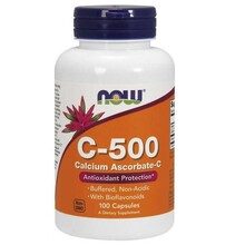 Now Foods C-vitamiin C-500 puhverdatud (kaltsium-L-askorbaat), 100 kapslit