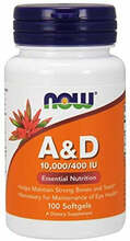 Now Foods A-vitamiin + D-vitamiin, 100 kapslit