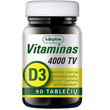 D3-vitamiin 4000 RÜ Lifeplan, 90 tabletti