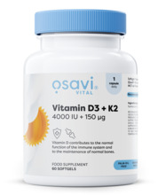 Osavi D3-vitamiin + K2, 4000 IU + 150 mcg, 60 kapslit