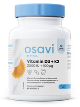 Osavi D3 + K2 vitamiin, 2000 IU + 100 mcg, 60 pehmekapslit