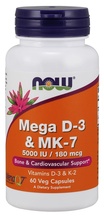Now Foods Mega D-3 ja MK-7, 60 kapslit