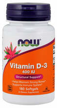 NOW Foods D-3-vitamiin, 180 kapslit