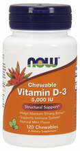 Now Foods Vitamin D-3 5000 IU, 120 närimistabletti