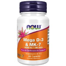 Now Foods Mega D3 4000 IU + K2 MK-7 180 mcg, 60 kapslit