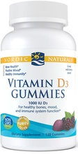 Nordic Naturals D3-vitamiini kummikommid 1000 IU, 120 tk