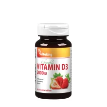 Vitaking Vitamin D3 2000 IU, maasikamaitse, 90 pastilli