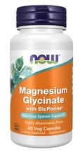 Now Foods magneesiumglütsinaat koos BioPerine'iga, 100 mg, 60 kapslit