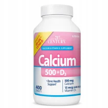 Toidulisand 21st Century Calcium 500 + Extra D3, 90 tabletti