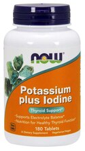 Now Foods Potassium Plus Jodine, kaalium + jood, 180 tabletti