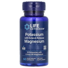 Kaalium koos aeglase vabanemisega magneesiumiga, Life Extension, 60 kapslit