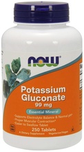 Now Foods kaaliumglükonaat, 99 mg, 250 tabletti