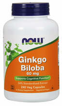 NOW Foods Ginkgo Biloba ekstrakt, 60 mg, 240 kapslit