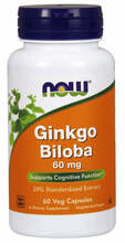 Now Foods Ginkgo Biloba 60 mg, 60 kapslit
