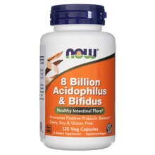 Now Foods Acidophilus ja Bifidus 8 miljardit CFU, 120 kapslit