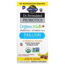 Garden of Life dr. Formulated Probiotics Kids+, maasika-banaani maitsega, 30 närimistabletti