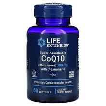 Life Extension koensüüm Q10 ubikinoon 100 mg + D-limoneen 100 mg, 60 kapslit