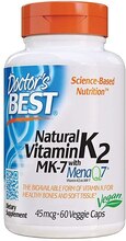 Doctor's Best looduslik K2-vitamiin MK-7 koos MenaQ7-ga, 45 mcg, 60 kapslit