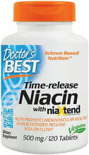 Doctor's Best aeglaselt vabanev niatsiin koos niaXtendiga, 500 mg, 120 tabletti