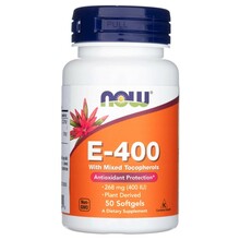 Now Foods E-vitamiin E-400 segatokoferoolidega, 50 kapslit