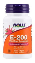 Now Foods E-vitamiin 200 segatud tokoferoolidega, 100 kapslit