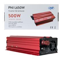 Pingeinverter PNI L650W, 12 V/24 V - 230 V, 500 W, modifitseeritud siinus, USB