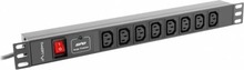 Toitejaotusliist Lanberg PDU-08I-0200-C20-BK 1U, 16A, 8x IEC C13, 2m, must