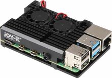 Alumiiniumkorpus + ventilaator Raspberry Pi 4, must, Joy-IT RB-AlucaseP4+07FAN, 135 g