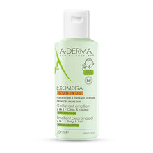 A-Derma Exomega Control 2 in 1 emolientne pesugeel, 200 ml