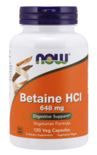 Now Foods Betaine HCl 648 mg, 120 kapslit