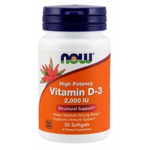 NOW Foods D3-vitamiin, 50 mcg, 30 kaps.