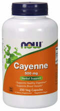 Now Foods Cayenne (kajennipipar) 500 mg, 250 kapslit