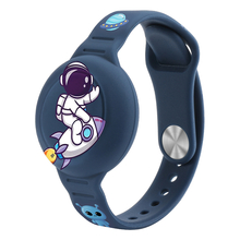 Silikoonist randmepael AirTag Hurtle lastele, tumesinine astronaut