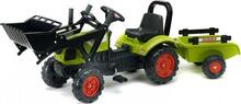 Laste pedaaltraktor Falk Claas 2040AM järelkäru ja kopaga, roheline
