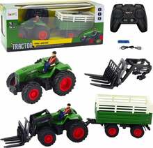 Raadioteel juhitav traktor Lean Toys, 1:24, punane/roheline