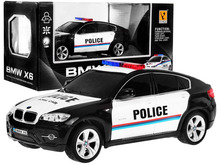 Juhtimispultautoga RoGer BMW X6 Police, 1:24, valge/must