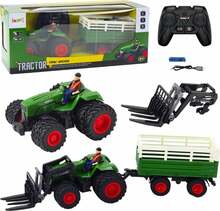 Raadioteel juhitav traktor Lean Toys, 1:24, roheline